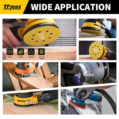 100PCS 5 Inch 100 Grit 125mm 8 Hole Sanding Discs Sandpaper - Premium Gold Round Hook and Loop for Random Orbital Sander - Ideal for Wood, Metal, Automotive - style: 100 Grit - 100 Pack