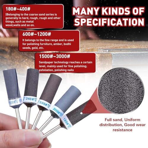 20PCS Sanding Sticks,1/8" Shank Sanding Drum for Dremel Rotary Tool - style: 180 240 320 400 Grit
