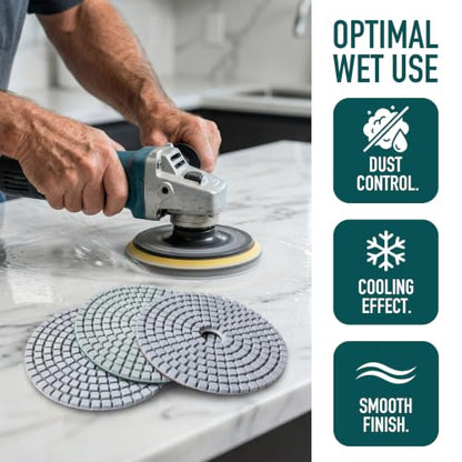 9 PCS 6 Inch Diamond Polishing Pads Kit Wet/Dry 50-10000 Grit - size: 6 inch