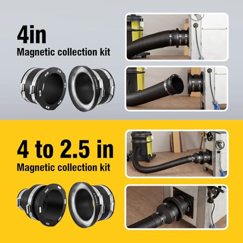 Magnetic dust collector kit for 4-inch shop vacuum hoses，2pcs - size: 4" Mag Connector+4" Receiver+4" Cuff(6PK)