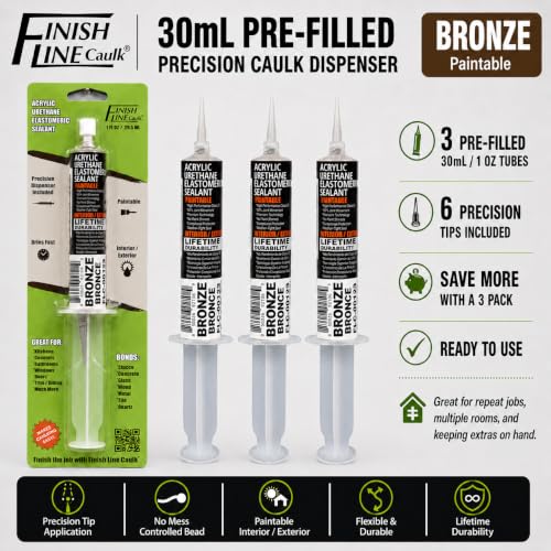 30mL Pre-Filled Precision Caulk Applicator Bronze 3-Pack - color: Dark Brown / Bronze