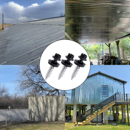 50 Pcs #10x1 Black Metal Roofing Screws for Metal Roofs, Wall Panels - size: #10x1"