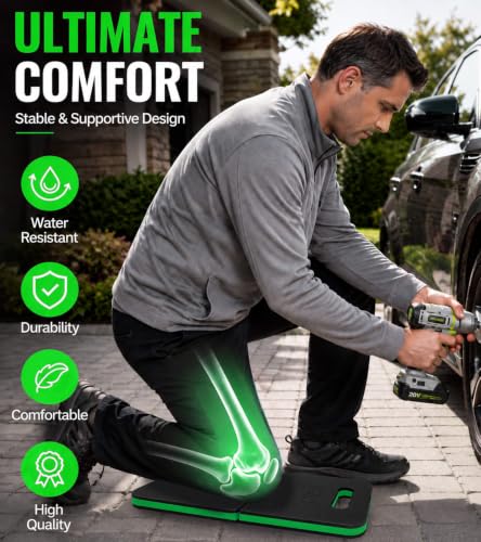 Foldable Extra Thick Kneeling Pad, 1 Pack, Green,20.4 x 11.8 in - color: Green & Black
