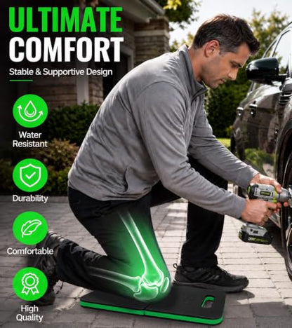 Foldable Extra Thick Kneeling Pad, 1 Pack, Green,20.4 x 11.8 in - color: Green & Black