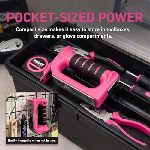 Hammer Fist 8-in-1 Multitool - Mallet Hammer & Nail Puller, Non-Marring Mallet, Hex Driver, Ruler, Square & Bottle Opener - Compact Palm Hammer for Women, Seniors & DIY Home Repair (Pink) - 1 Pack - color: Pink