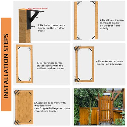 [Heavy Duty]Sdstone Anti Sag Gate Kit, Gate Corner Brace Bracket, Adjustable gate Hardware kit for Wooden Fence Gate,Driveway Gates,Corral Gates - size: 01