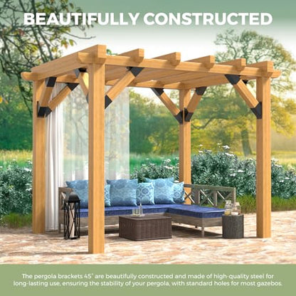 4-Pack 4x4 45-Degree Pergola Bracket Angle Reinforcing Support Anchor - style: 4"x4" 45 degree