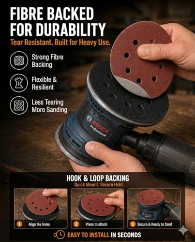 300PCS 5" Hook & Loop Sanding Discs, 8 Hole, P40-P400 Assorted
