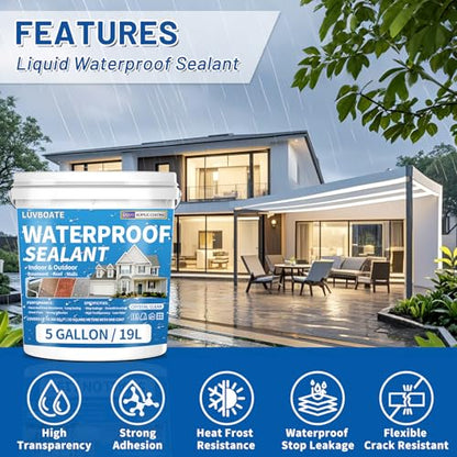 Liquid Waterproof Sealant 5 Gallon Clear, Transparent Waterproof Coating - color: Clear 5 Gallon