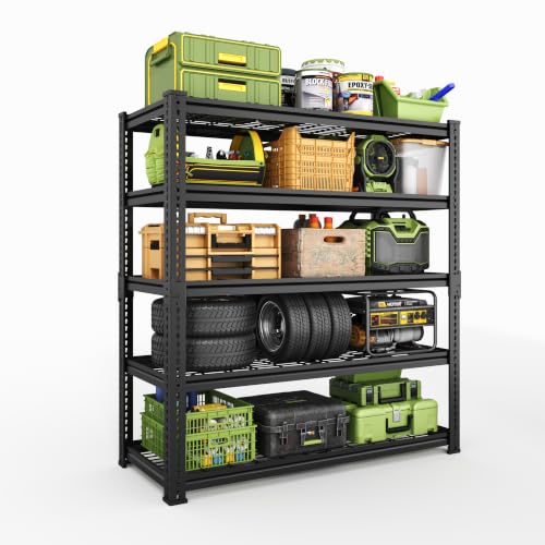 40" W Metal Storage Shelves, 2400lbs Heavy Duty Garage Rack - size: 40"W x 18''Dx 72"H