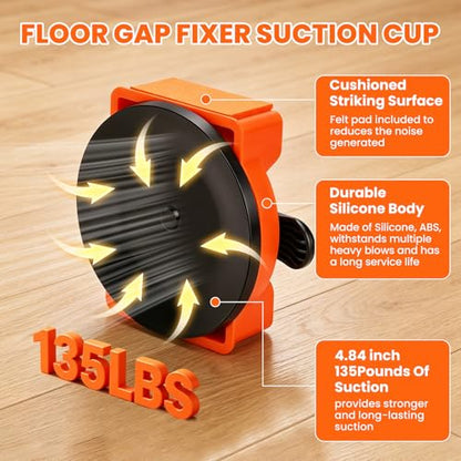 2Pcs Floor Gap Fixer Tool, Dual-Side Striking Vacuum Suction Plank Gap Repair Kit, Enhanced Suction Cup & 4 Reusable Sticky Pads for Laminate, Hardwood, and Vinyl Floor Repair