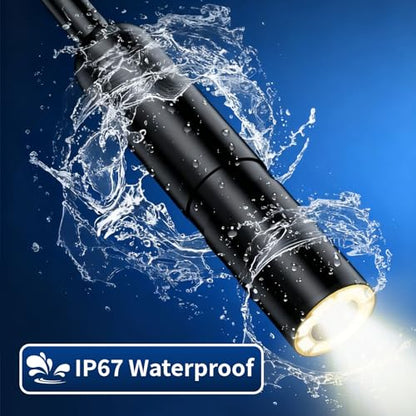 Endoscope Camera with Light, 1920P HD Borescope Camera with 16.4FT Semi-Rigid Snake Cable, 8 LED Lights IP67 Waterproof Inspection Camera for iPhone Android - style: Single-Len