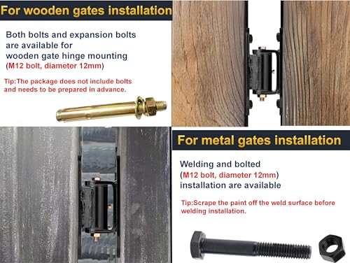 Heavy Duty Gate Hinges,7in,1100lbs Capacity,Thick Solid Steel - size: Large-YJ