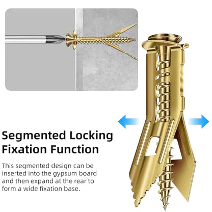 430 PCS Self Drilling Drywall Anchors with Screws Kit,2 Sizes Sheetrock Anchors & 4 Sizes Zinc Expansion Screws with 2 Drill Bits - Zinc-Plated Steel Material - No Drill Required Holds Up to 75LB - size: 430Pcs 4Size kit