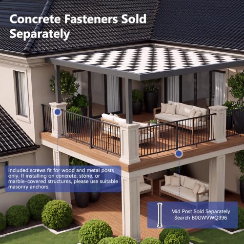 Aluminum Deck Railing Brackets, 4-Pack Fixed Rail-to-Post Connector - color: Level Brackets