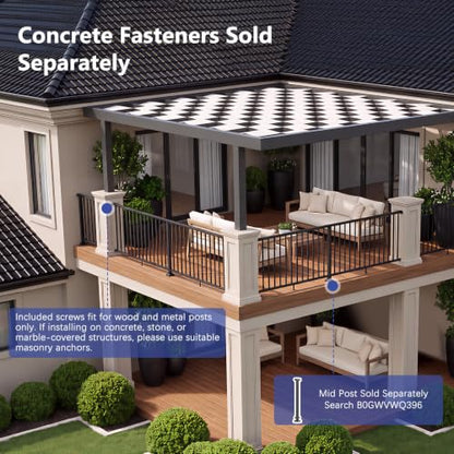 Aluminum Deck Railing Brackets, 4-Pack Fixed Rail-to-Post Connector - color: Level Brackets