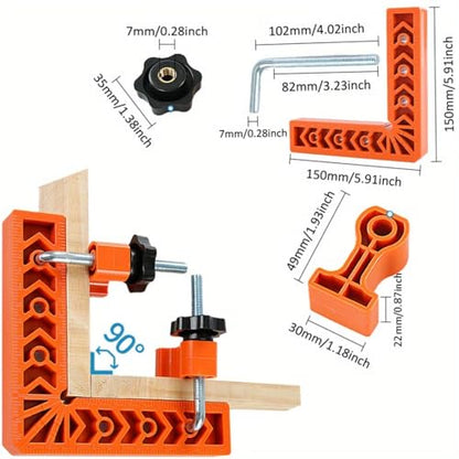 7pcs 90-Degree Precision Right Angle Clamp Set, Suitable for Woodworking, Picture Frames, Boxes, and Drawers