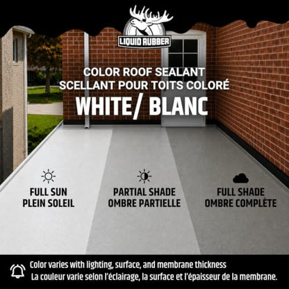 Liquid Rubber Color Roof Sealant - Flat & Metal, White, 5 Gallon - color: White, size: 5 Gallon
