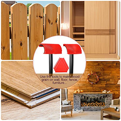 Honoson Set of 3 Wood Graining Tool Wood Graining Painting Tool Set DIY Texture Rubber Empaistic Roller for Household Wall Room Art Paint Decoration