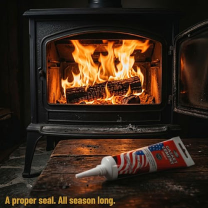 Midwest Hearth Stove Gasket Cement for Wood Stoves, Fireplaces & Inserts – High Temp 2000°F Black Adhesive – Smooth-Flow Formula, 2.7 oz Tube, Made in USA (Pack of 2) - size: 2.7 oz (Pack of 2)