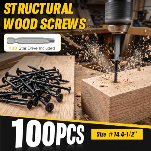 #14 x4-1/2'' Heavy-Duty Outdoor Deck Screws,Multi-Purpose Framing Screws - size: #14 x 4-1/2"