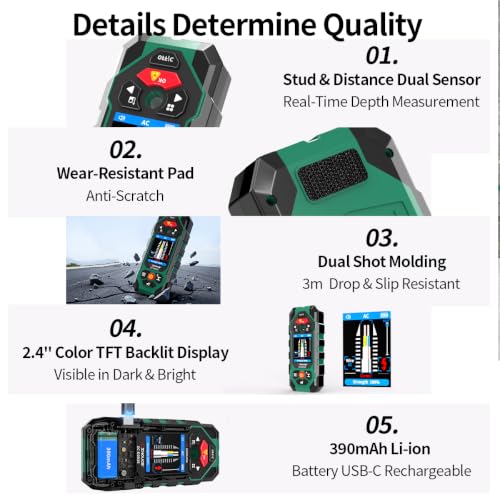 201S Stud Finder Wall Scanner,Laser Measuring Tool and Digital Level