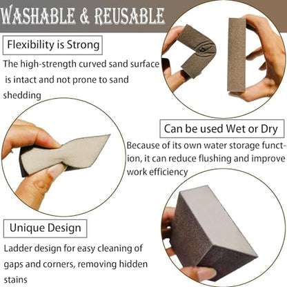 4 Pack 120 Grit Single Angle Sponge Sanding Block, Washable and Reusable Sanderpaper Hand Sanding Sponge for Wood Drywall Metal Home Sanding - style: 120 Grit