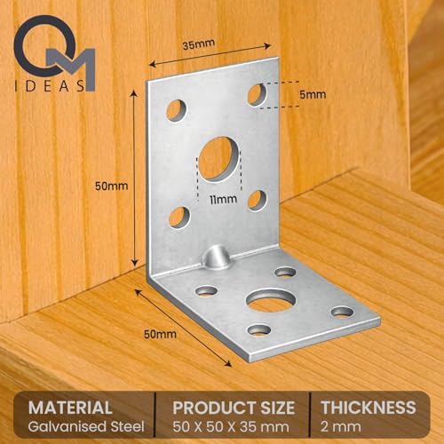 10 Pack Angle Brackets (1.97" x 1.97" x 1.38") Heavy Duty Corner Sleeper Bracket with Beading Timber Wood Metal Joining Fixing L Galvanised Steel Sheet Connector - size: 1.97" x 1.97" x 1.38"