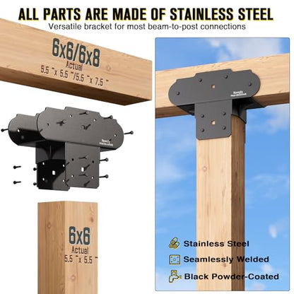Post Anchor Connector Post Base Bracket for Supporting Wood Beams (2Pack, 6x6-6x8) - size: 6x6-6x8, style: 2Pack