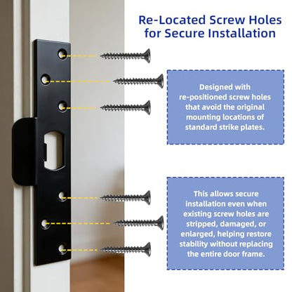 Extra Long Door Strike Plate 7" for Door Frame Slot Jamb Repair-Black - color: Black