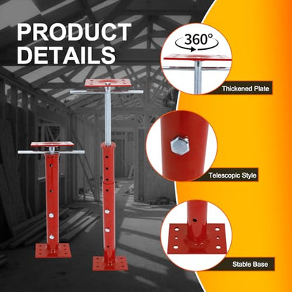 4 Pack Adjustment House Jacks for Leveling Crawlspace, Red - color: Red, size: 18"-35"