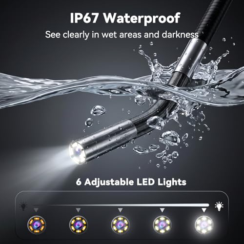 Two-Way 210° Articulating Borescope, 4.3" 1080P Endoscope Camera with Light