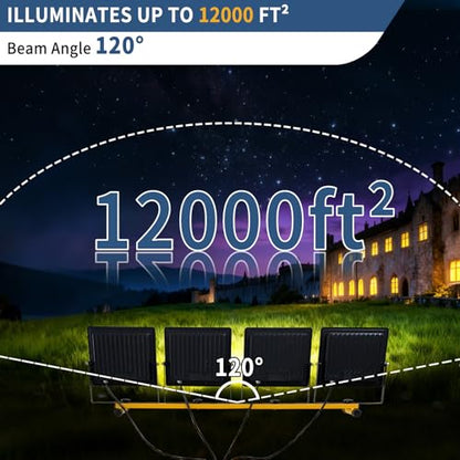 40000LM LED Work Light with Stand & Tripod 3 Head Dimmable IP66 - color: 4 Pack