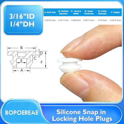 35 Pcs 6.5 mm Silicone Rubber Plugs for 6.5-7 mm (1/4"-9/32") Round Holes - color: White, size: DH:1/4"(6.5mm)