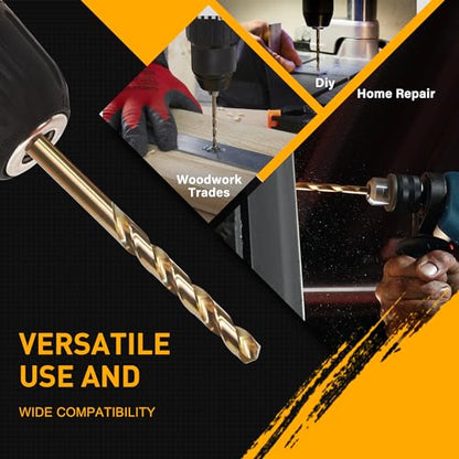 145Pcs Cobalt Drill Bits Set, M35 HSS, 135 Degree Tip, Twist Jobber Length Drill Bit Kit for Hardened Metal, Cast Iron, Stainless Steel, Plastic and Wood with Storage Case, 1/16"-1/2" - style: 145PCS