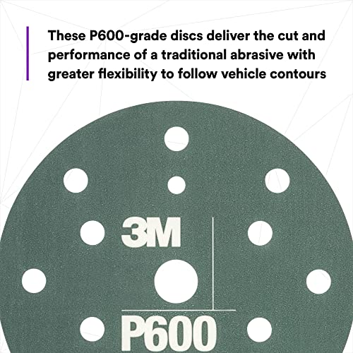 AMAPR 3M Hookit Flexible Abrasive Disc 34405, 6 in, 600+ Grade, 25 Pack, Primer Sanding, E-Coat Sanding - color: Gray, style: P600