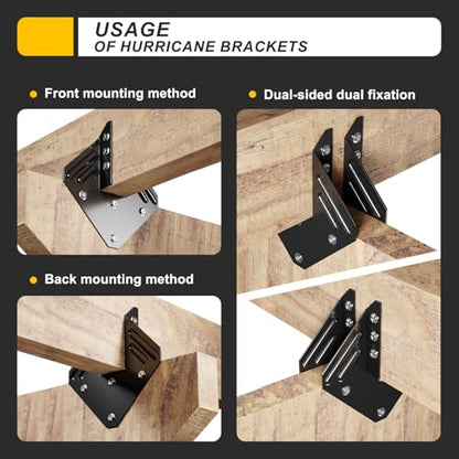20Pack Hurricane Ties for Rafter Bracket 18-Gauge Joist Hanger Black