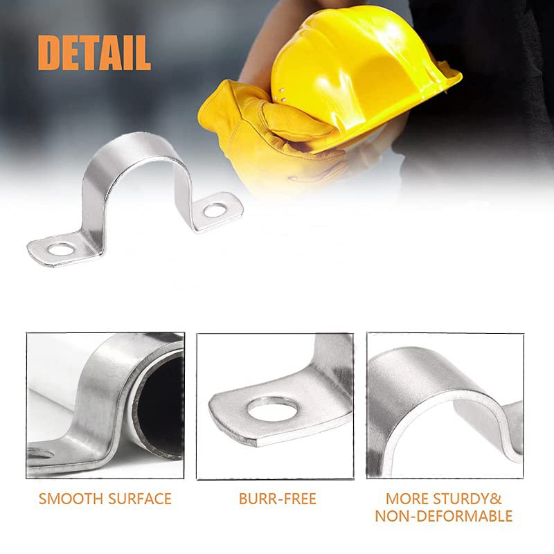 AKIHISA 10 Pcs 3 Inch Heavy Duty 2 Hole U-Tube Strap Clamp,Stainless Steel-304 Rigid U-Bracket Pipe Strap Clamp(ID 76mm) - size: 3in/76mm 10Pack