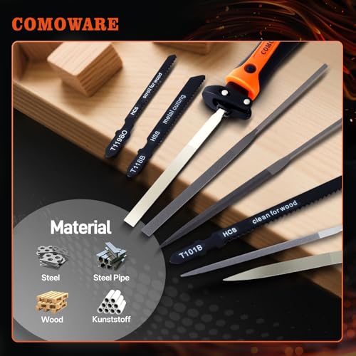 COMOWARE 16Pcs Handsaw & File Set, 12 Metal Needle File & 3 Handsaw Blades