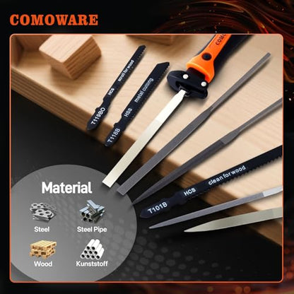 COMOWARE 16Pcs Handsaw & File Set, 12 Metal Needle File & 3 Handsaw Blades