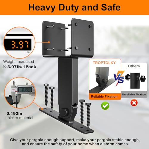 4x4 Heavy Duty Roof Riser Brackets Kit, 3PCS Adjustable Pergola Brackets - color: C, size: 3pcs