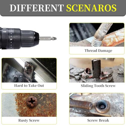 10 PCS Damaged Screw Extractor Set,6 PCS Screw Extractor Remover Kit and 4 PCS Left-Hand Twist Drill Bit Kit for Stripped Screws & Drill Bit