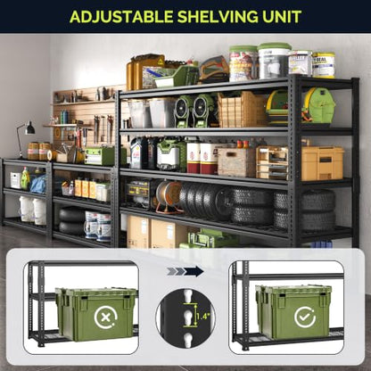 60" W Adjustable Storage Shelving, 3300lbs Heavy Duty Garage Rack - size: 60"W x 24''Dx 78"H