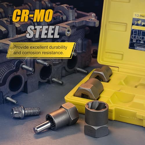 Topec Bolt Extractor Kit Heavy Duty, 9-Piece 1/2'' Drive - size: 9-piece