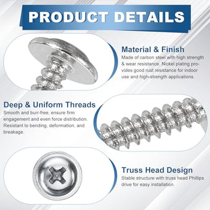 100pcs M2.3x5 Self Tapping Screws Carbon Steel Silver - size: M2.3x5