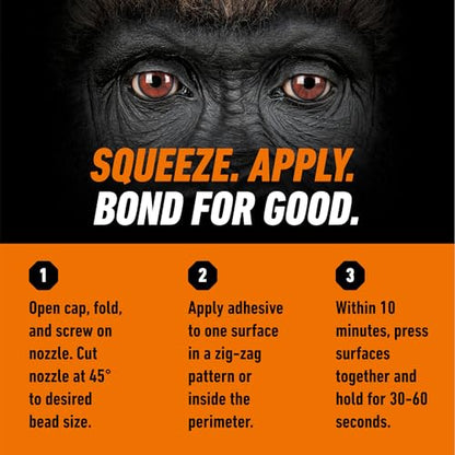 Gorilla Max Strength Construction Adhesive, Clear, 2.5 oz - size: 2.5oz, style: 1 Pack