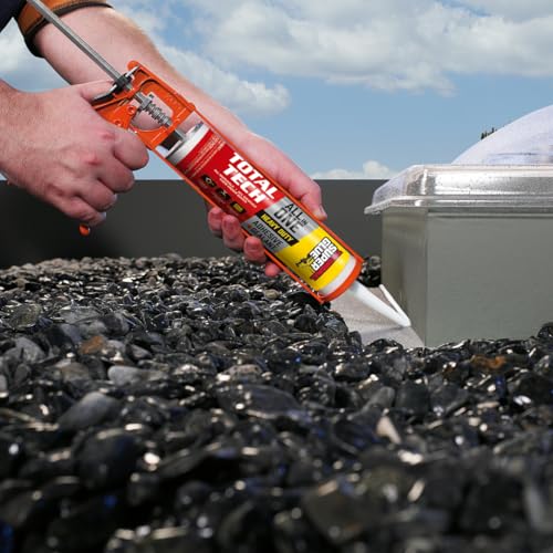 Total Tech, White, 9.8oz Cartridges, Heavy-Duty Construction Adhesive & Sealant Caulk, Flexible, All-Weather, Watertight, UV-Resistant, High Strength, Instant Grab, Ideal for Pools, Bathtubs - color: White