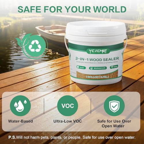 Marine Wood Sealer, Waterproof Wood Protector Clear Sealant 1 Gal