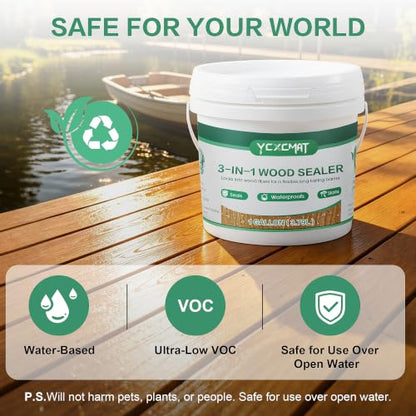 Marine Wood Sealer, Waterproof Wood Protector Clear Sealant 1 Gal