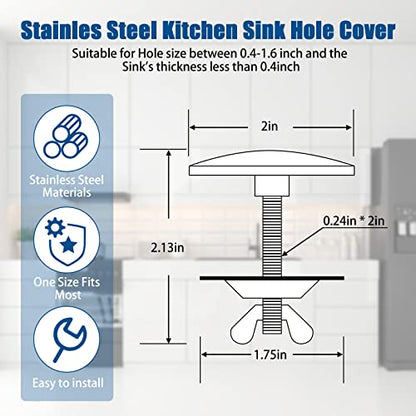 LEIFIDE 2 Pcs Kitchen Sink Faucet Hole Cover, Black - color: Black